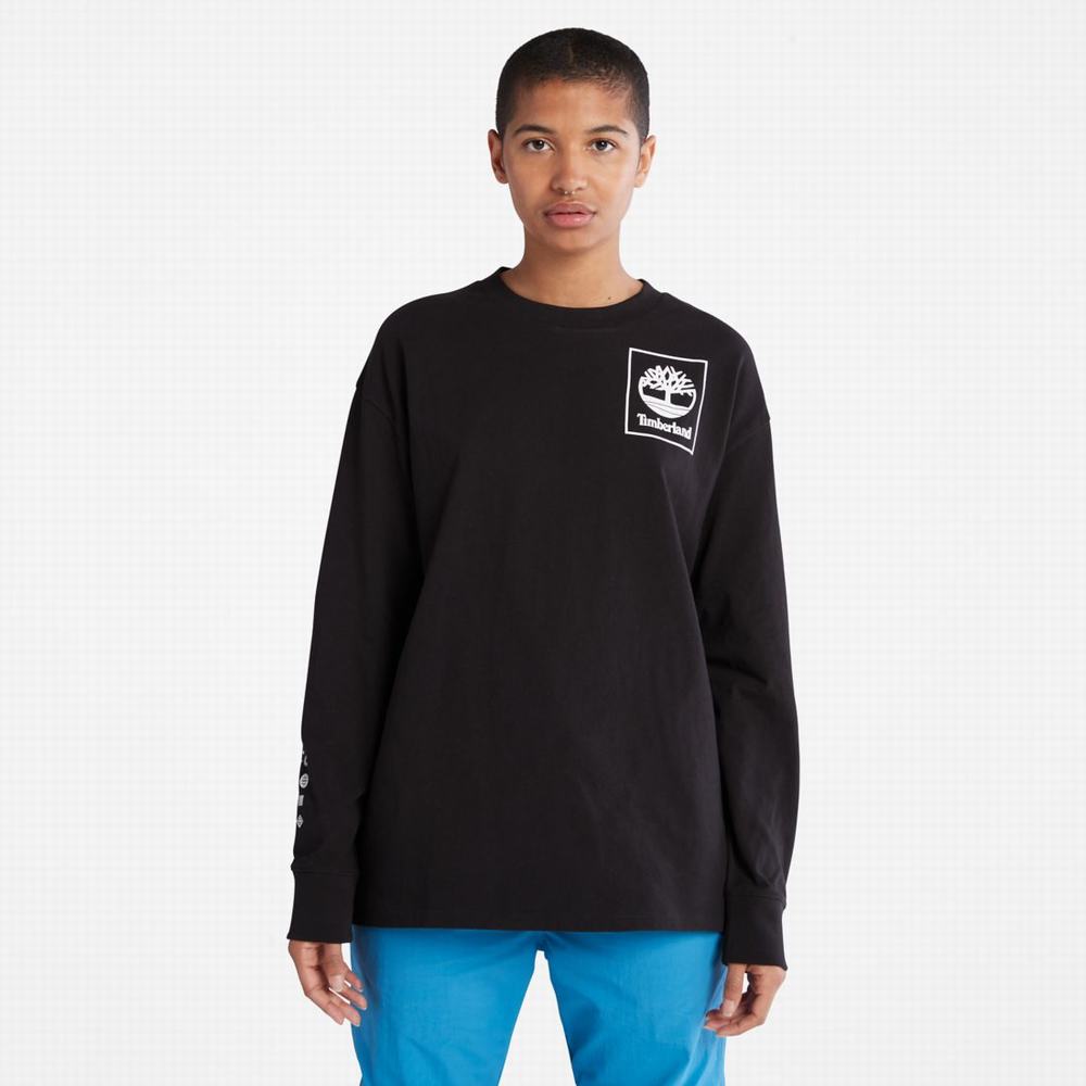 Tricko Timberland Heavyweight Back-Graphic Long-Sleeve T-Shirt Damske Čierne | HZ6537248