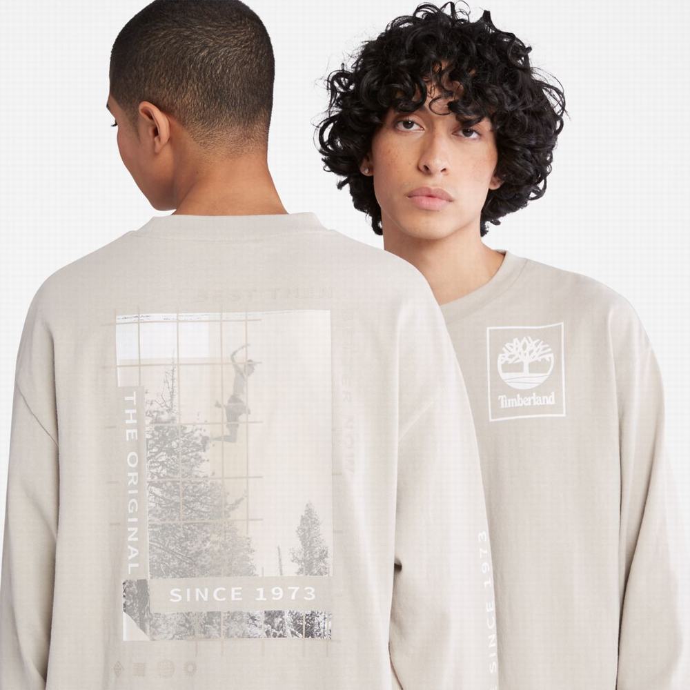 Tricko Timberland Heavyweight Back-Graphic Long-Sleeve T-Shirt Damske Taupe | SV9230546