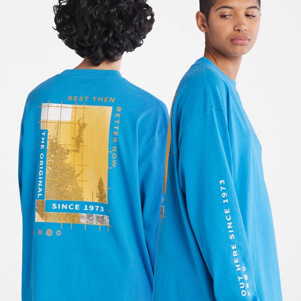 Tricko Timberland Heavyweight Back-Graphic Long-Sleeve T-Shirt Damske Svetlo Modre | VA3280175