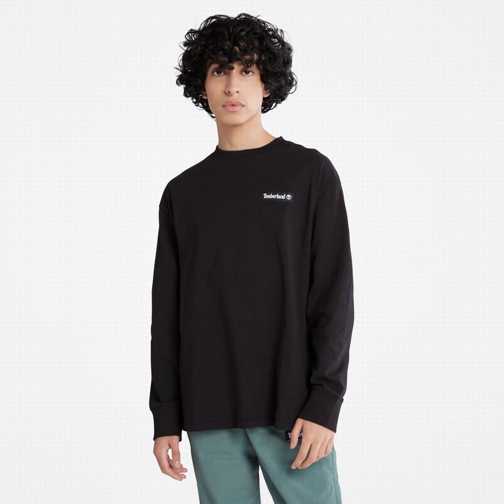 Tricko Timberland Heavyweight Long-Sleeve T-Shirt Panske Čierne | QH7850916