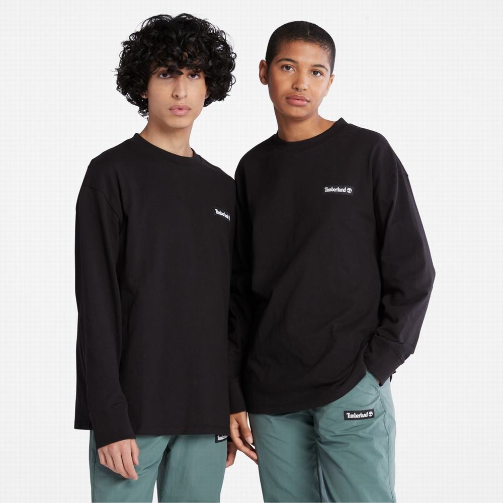 Tricko Timberland Heavyweight Long-Sleeve T-Shirt Panske Čierne | QH7850916