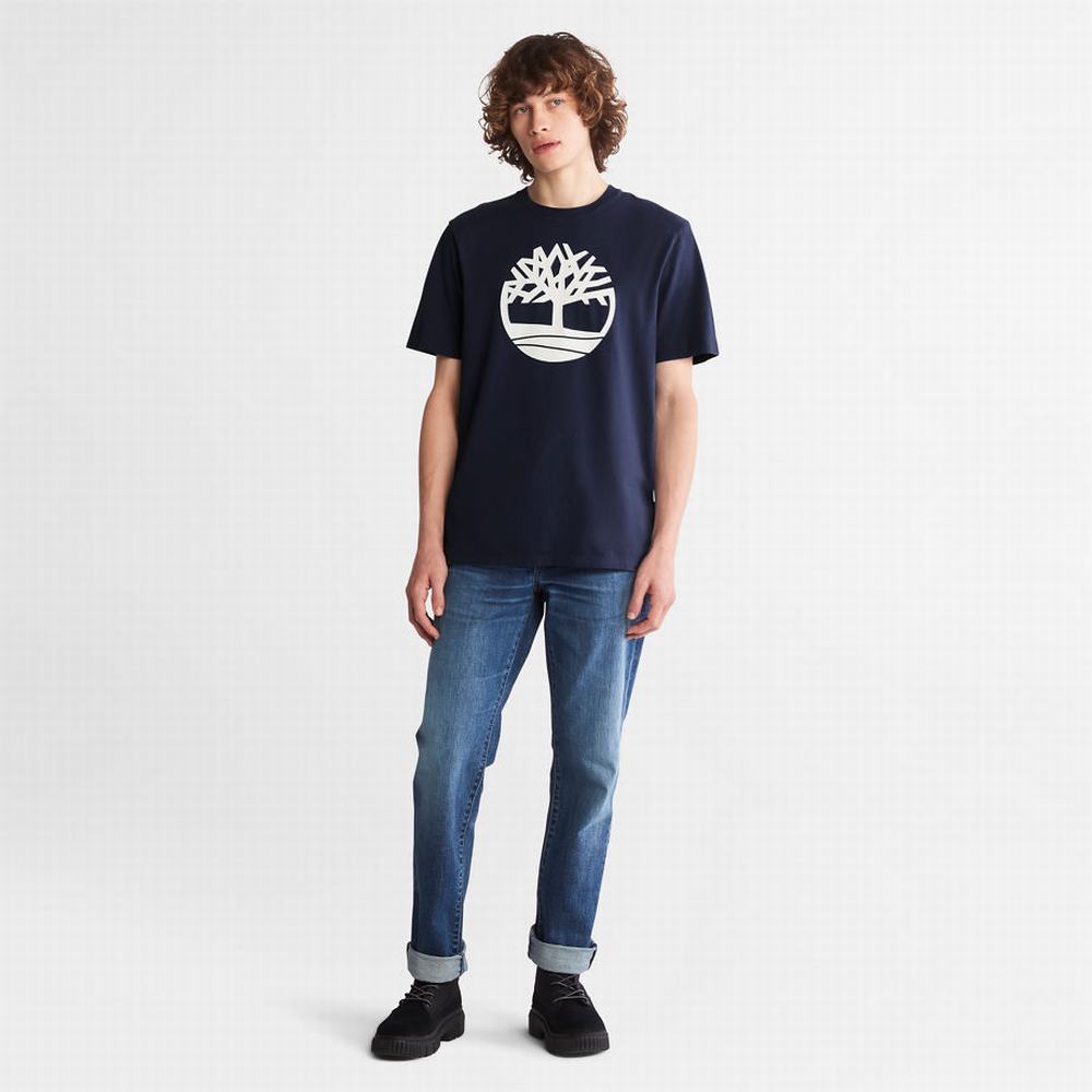 Tricko Timberland Kennebec River Tree Logo T-Shirt Panske Námornícka Modrá | LJ1653297