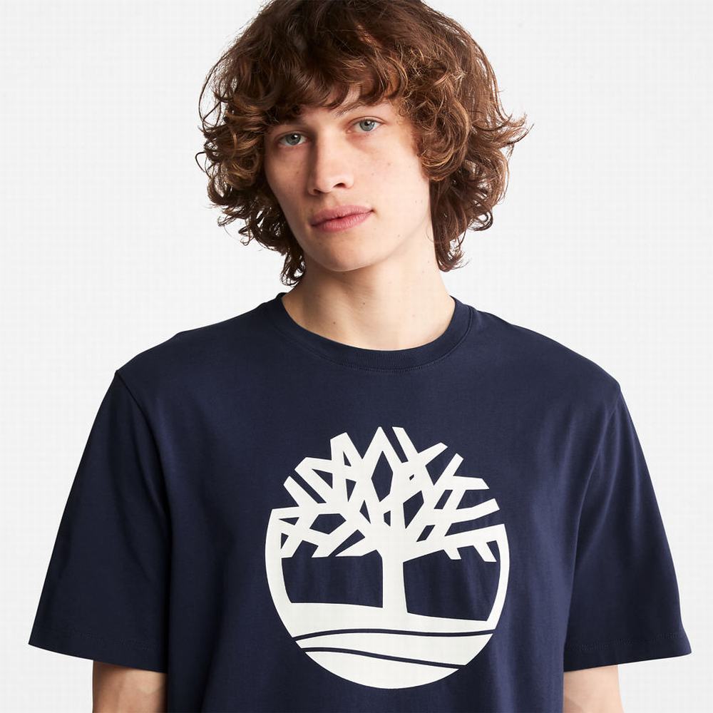 Tricko Timberland Kennebec River Tree Logo T-Shirt Panske Námornícka Modrá | LJ1653297