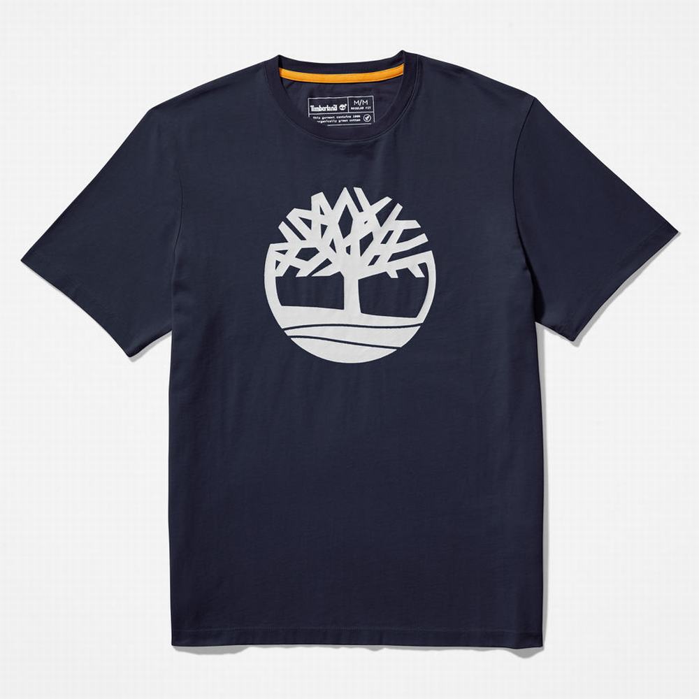 Tricko Timberland Kennebec River Tree Logo T-Shirt Panske Námornícka Modrá | LJ1653297