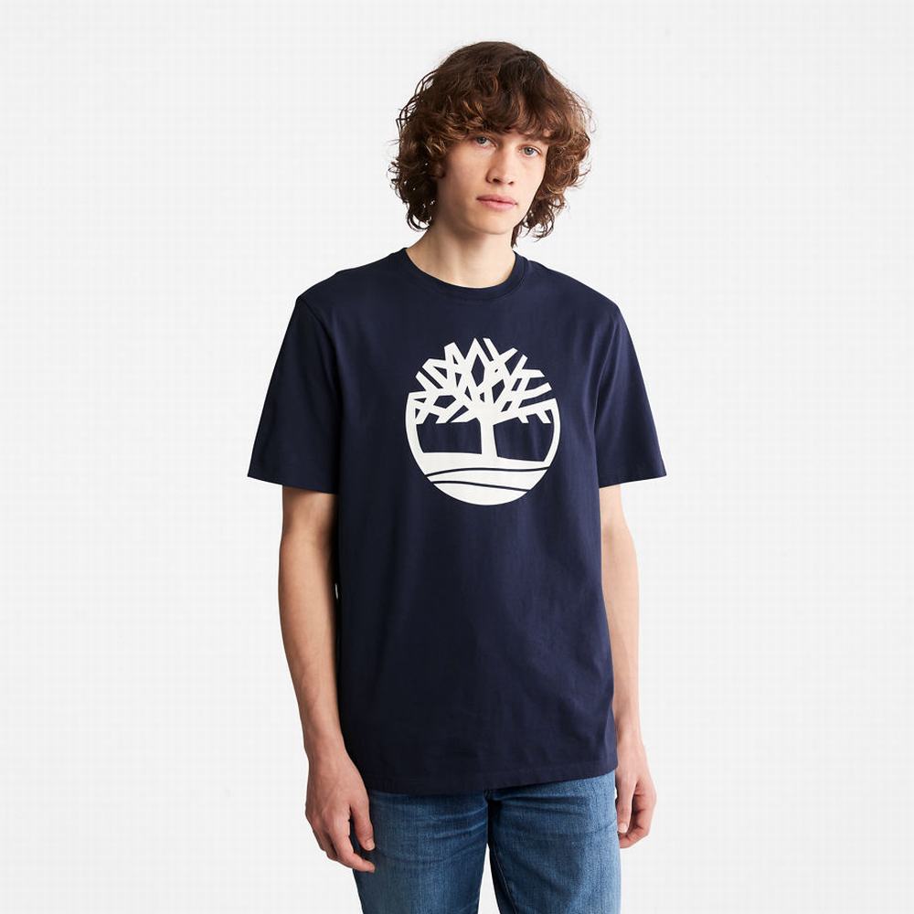 Tricko Timberland Kennebec River Tree Logo T-Shirt Panske Námornícka Modrá | LJ1653297