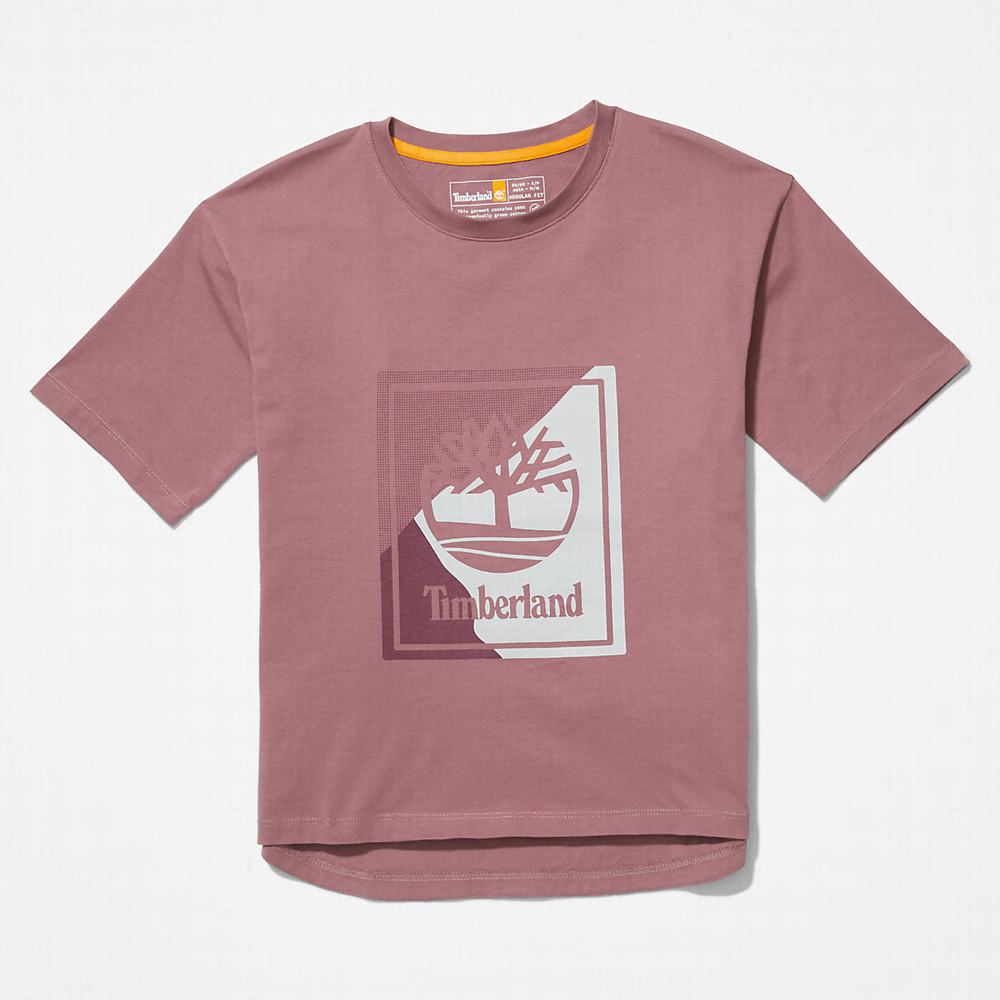 Tricko Timberland Logo Graphic T-Shirt Damske Ruzove | XY8137426