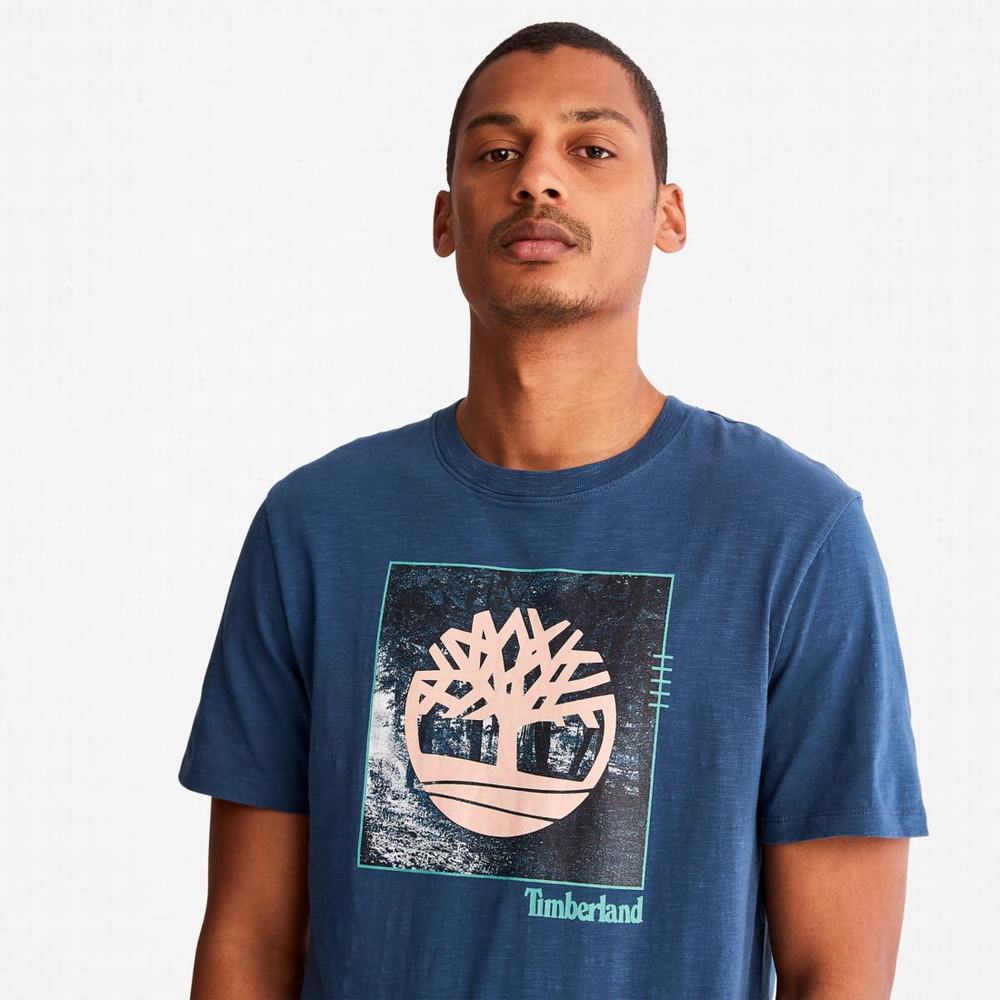 Tricko Timberland Logo Slub T-Shirt Panske Tmavo | LG0765143