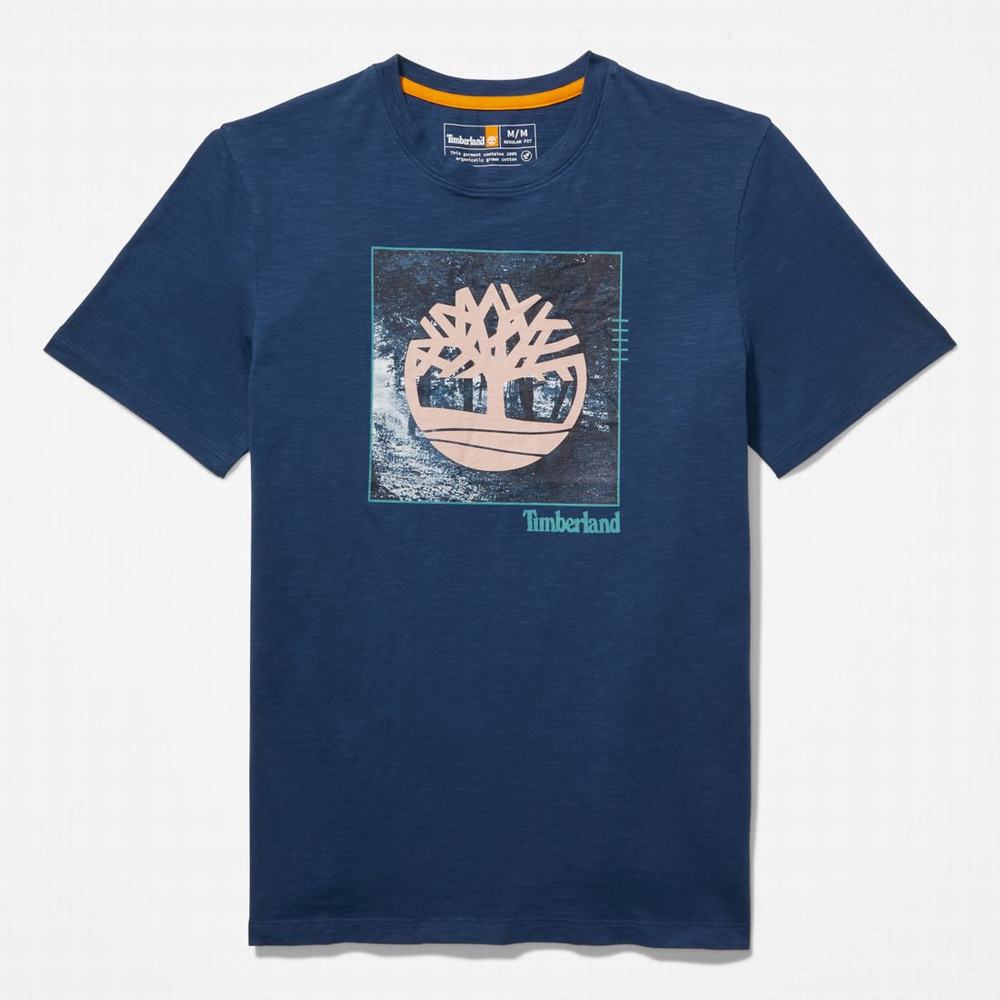 Tricko Timberland Logo Slub T-Shirt Panske Tmavo | LG0765143