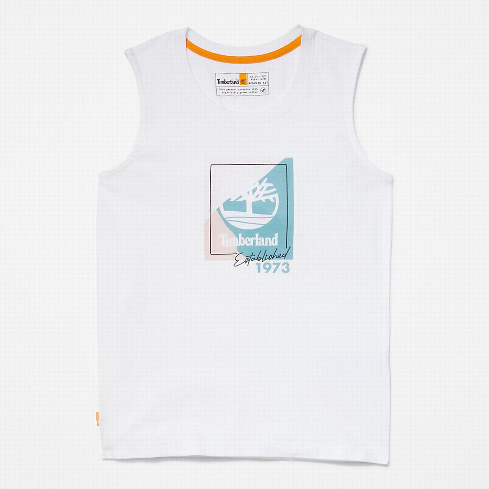 Tricko Timberland Logo Tank Top Damske Biele | QV1432976