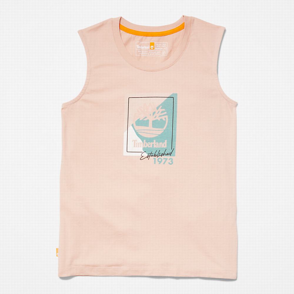 Tricko Timberland Logo Tank Top Damske Ruzove | IT2195043