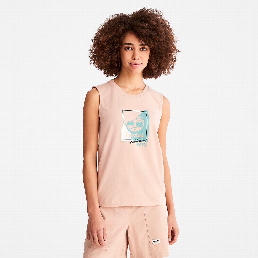 Tricko Timberland Logo Tank Top Damske Ruzove | IT2195043