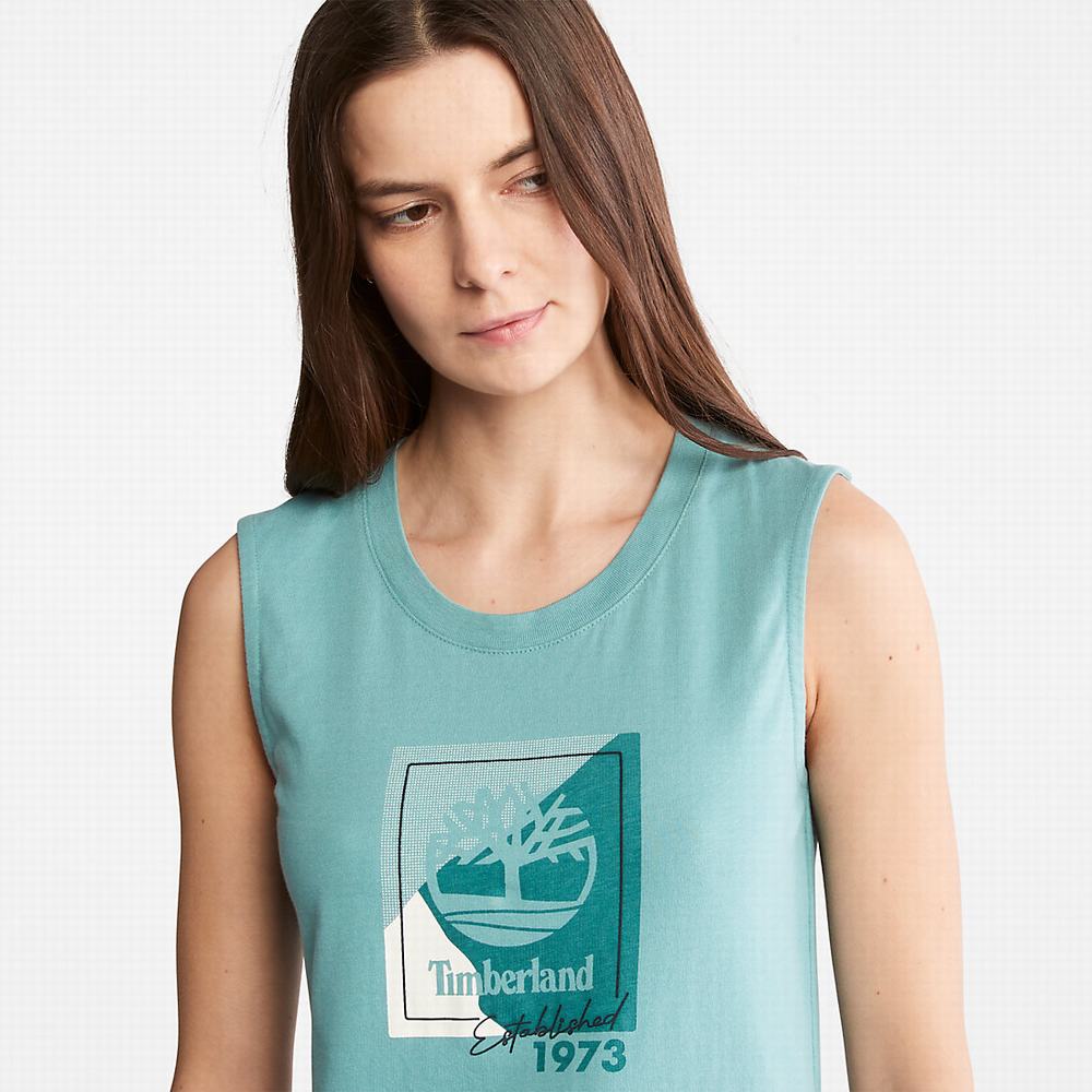 Tricko Timberland Logo Tank Top Damske Tyrkysové | MJ4593720