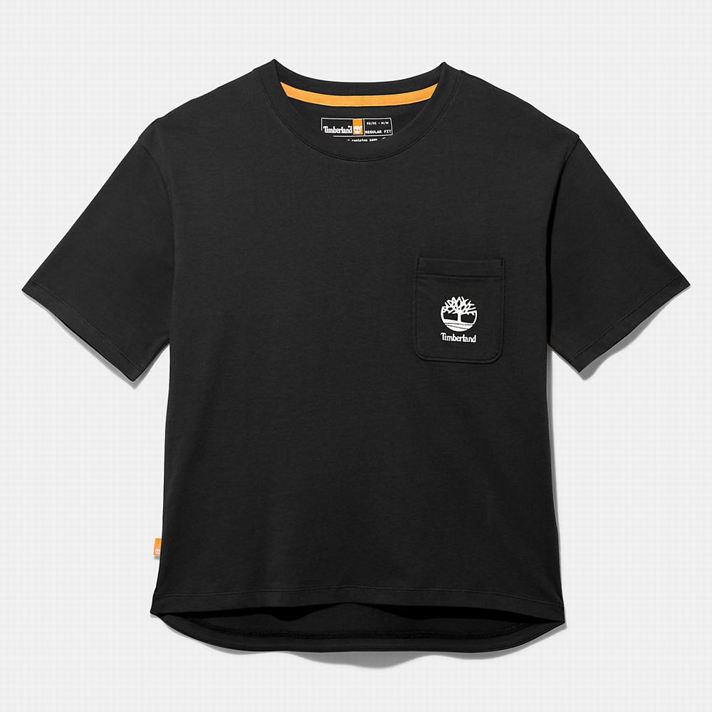 Tricko Timberland Logo-pocket T-Shirt Damske Čierne | AX8904763