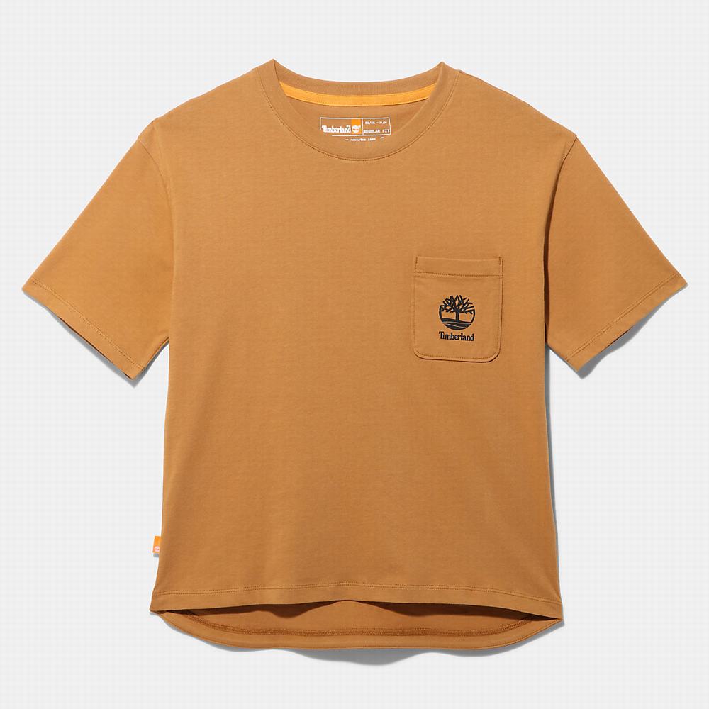 Tricko Timberland Logo-pocket T-Shirt Damske Svetlo Hnede | WR1345762