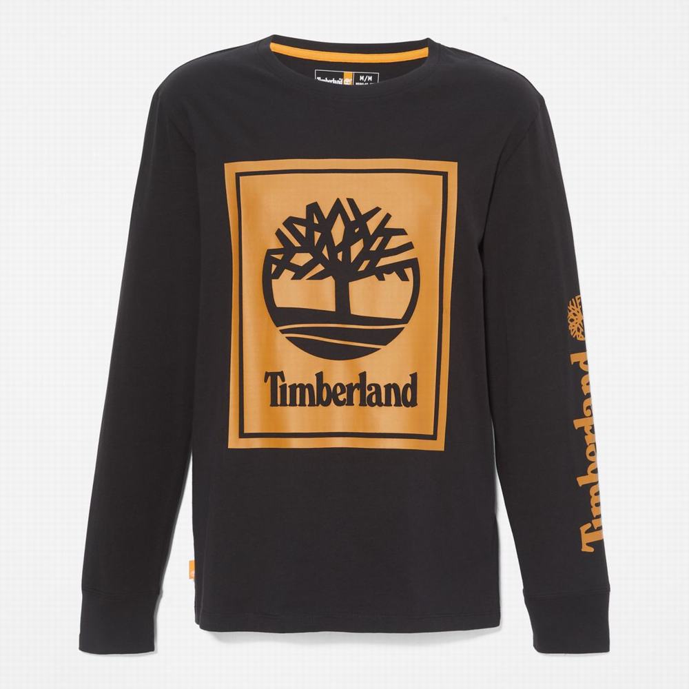 Tricko Timberland Long-Sleeve Logo T-Shirt Damske Čierne Hnede | BN7840516