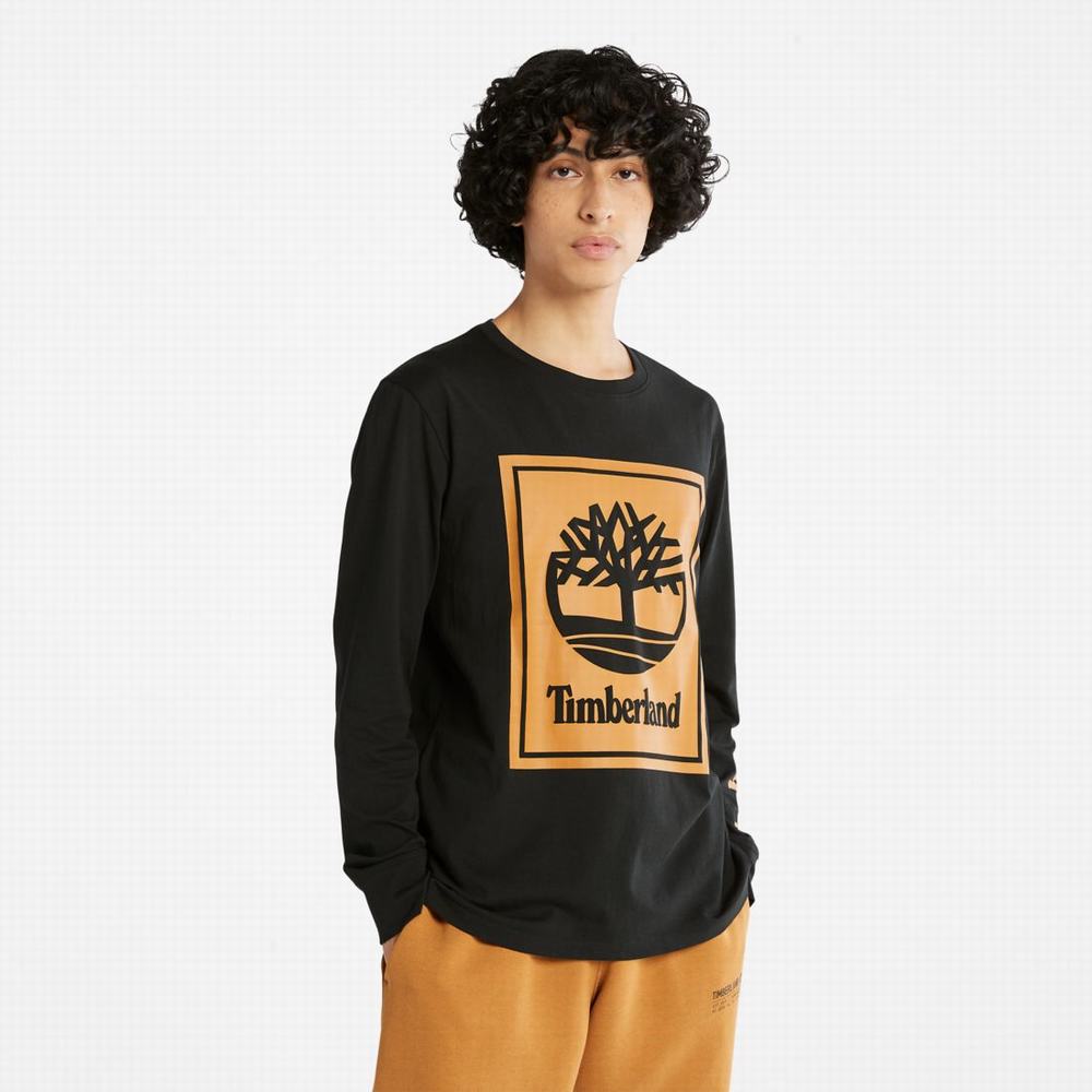 Tricko Timberland Long-Sleeve Logo T-Shirt Damske Čierne Hnede | BN7840516