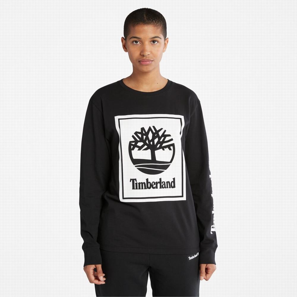 Tricko Timberland Long-Sleeve Logo T-Shirt Panske Čierne Biele | DU1803672