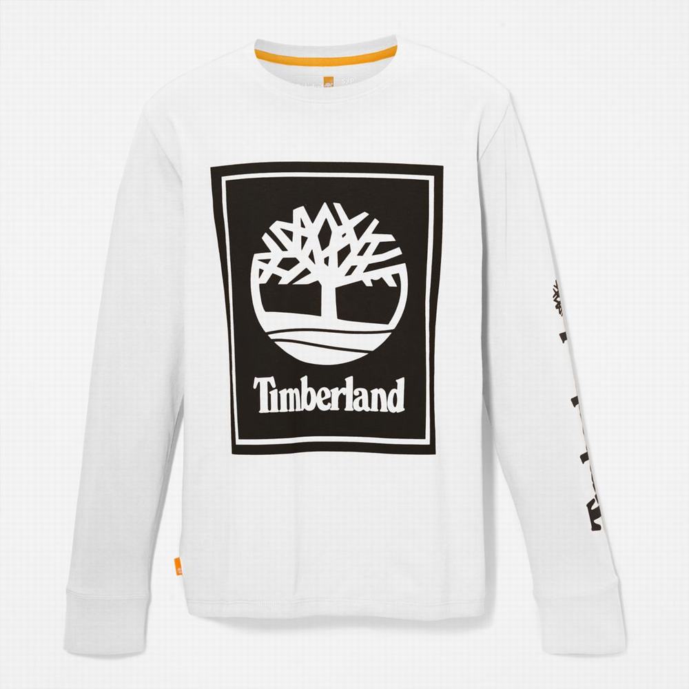 Tricko Timberland Long-Sleeve Logo T-Shirt Panske Biele Čierne | DV1593608