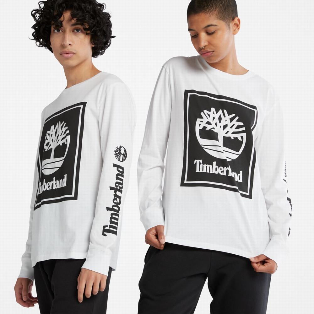 Tricko Timberland Long-Sleeve Logo T-Shirt Panske Biele Čierne | DV1593608