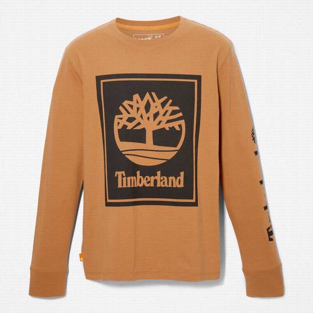 Tricko Timberland Long-Sleeve Logo T-Shirt Panske Hnede Čierne | FG2014738