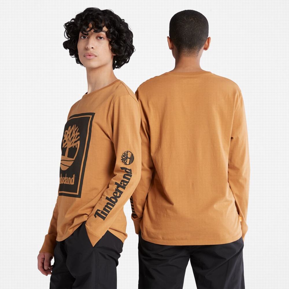 Tricko Timberland Long-Sleeve Logo T-Shirt Panske Hnede Čierne | FG2014738