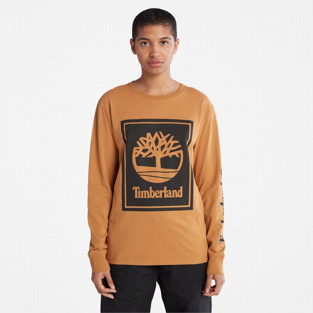 Tricko Timberland Long-Sleeve Logo T-Shirt Panske Hnede Čierne | FG2014738