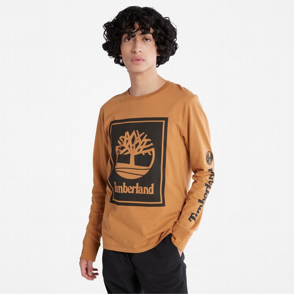 Tricko Timberland Long-Sleeve Logo T-Shirt Panske Hnede Čierne | FG2014738