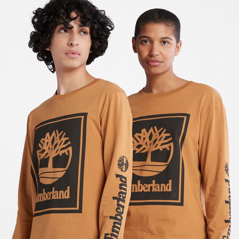 Tricko Timberland Long-Sleeve Logo T-Shirt Panske Hnede Čierne | FG2014738