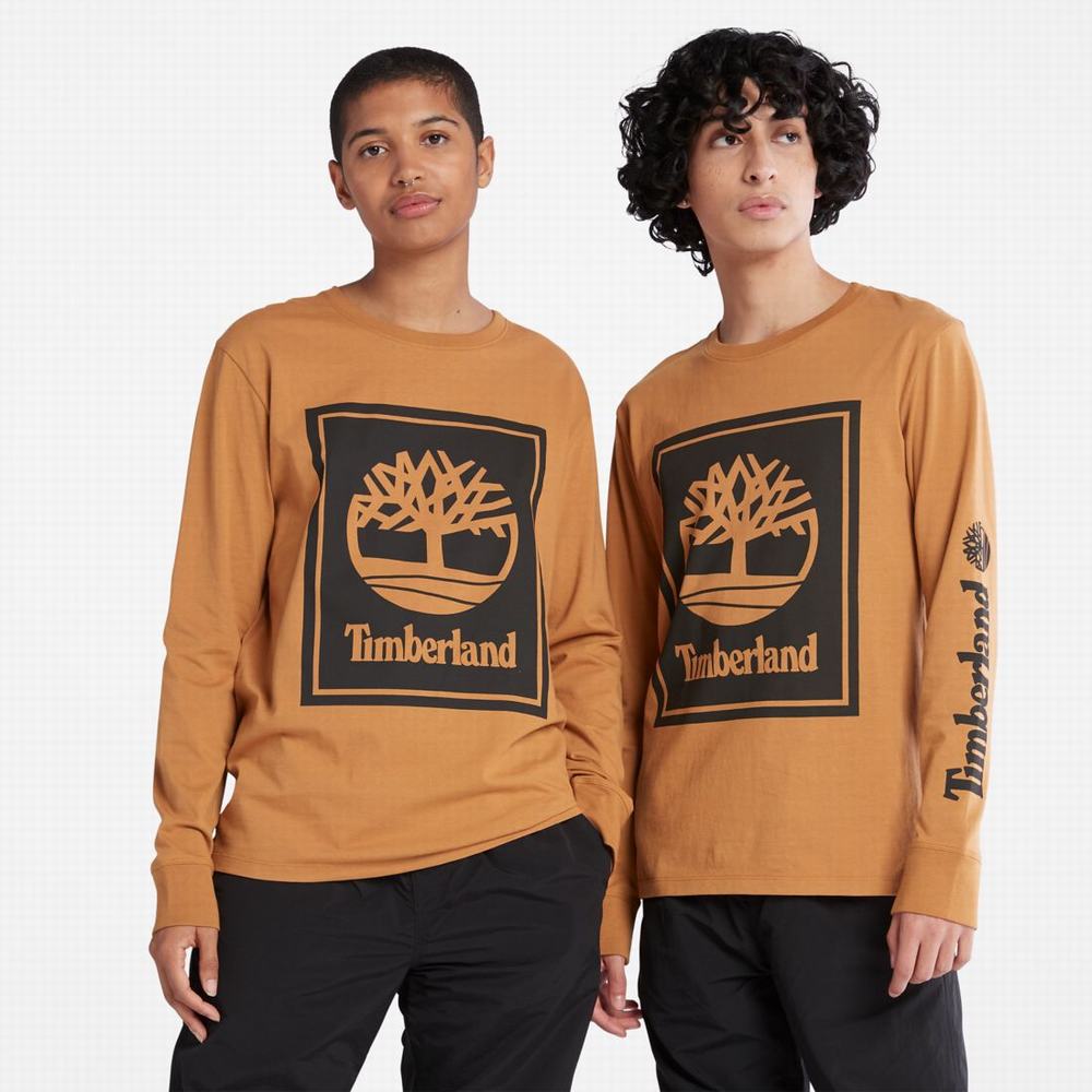 Tricko Timberland Long-Sleeve Logo T-Shirt Panske Hnede Čierne | FG2014738