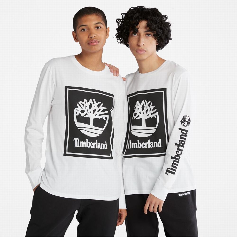 Tricko Timberland Long-Sleeve Logo T-Shirt Damske Biele Čierne | PT7982104