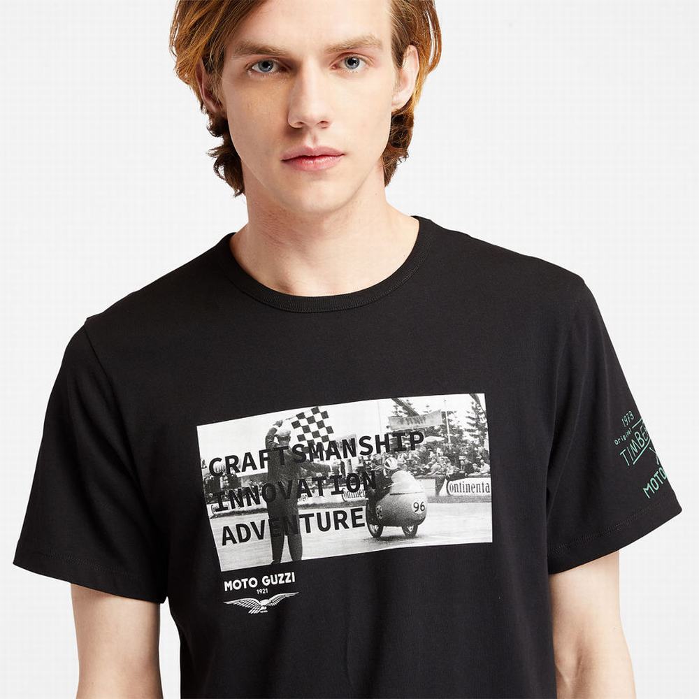 Tricko Timberland Moto Guzzi X Timberland® Photo T-Shirt Panske Čierne | MB3607915