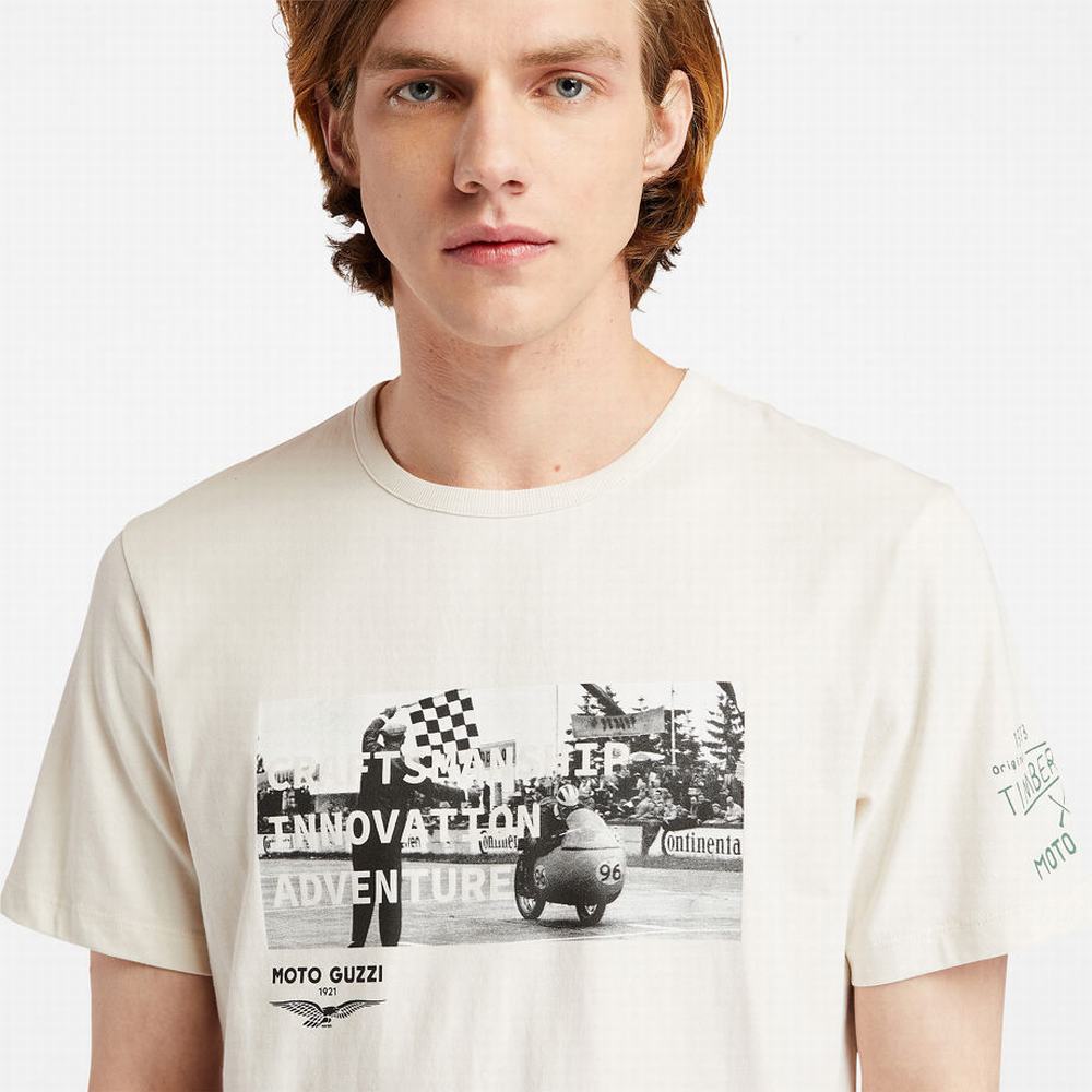 Tricko Timberland Moto Guzzi X Timberland® Photo T-Shirt Panske Biele | PX5309847