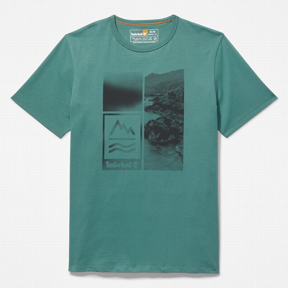 Tricko Timberland Mountains-to-Rivers Print T-Shirt Panske Tyrkysové | UT0591734