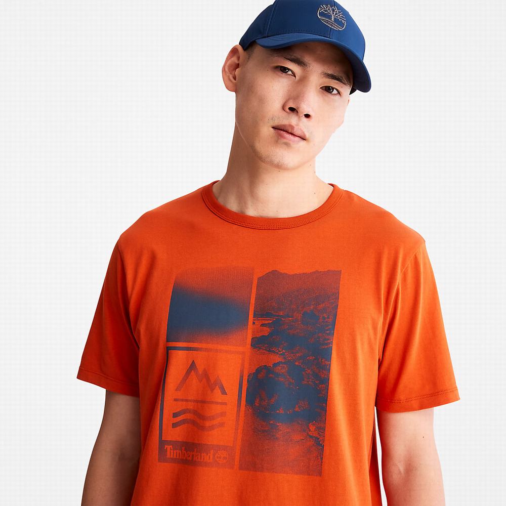 Tricko Timberland Mountains-to-Rivers Print T-Shirt Panske Oranžové | VK1289405