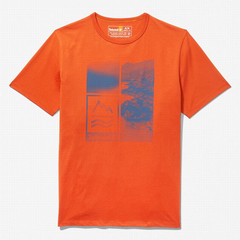 Tricko Timberland Mountains-to-Rivers Print T-Shirt Panske Oranžové | VK1289405