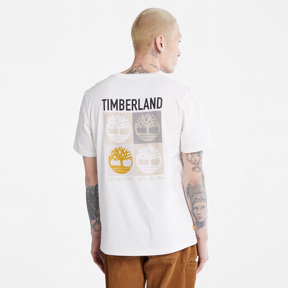 Tricko Timberland Multi-Logo Back-Graphic T-Shirt Panske Biele | WE1026987