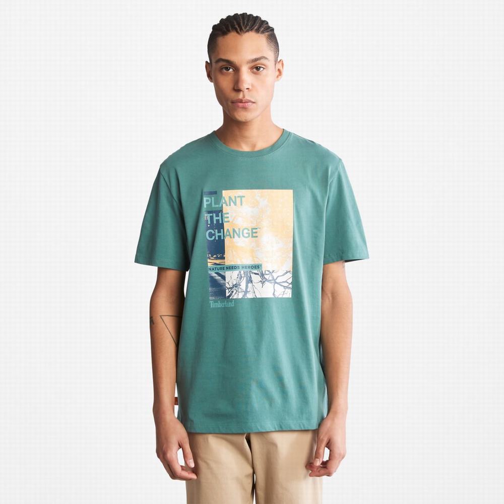 Tricko Timberland Nature Needs Heroes™ Front-Graphic T-Shirt Panske Tmavo Zelene | OT0963821