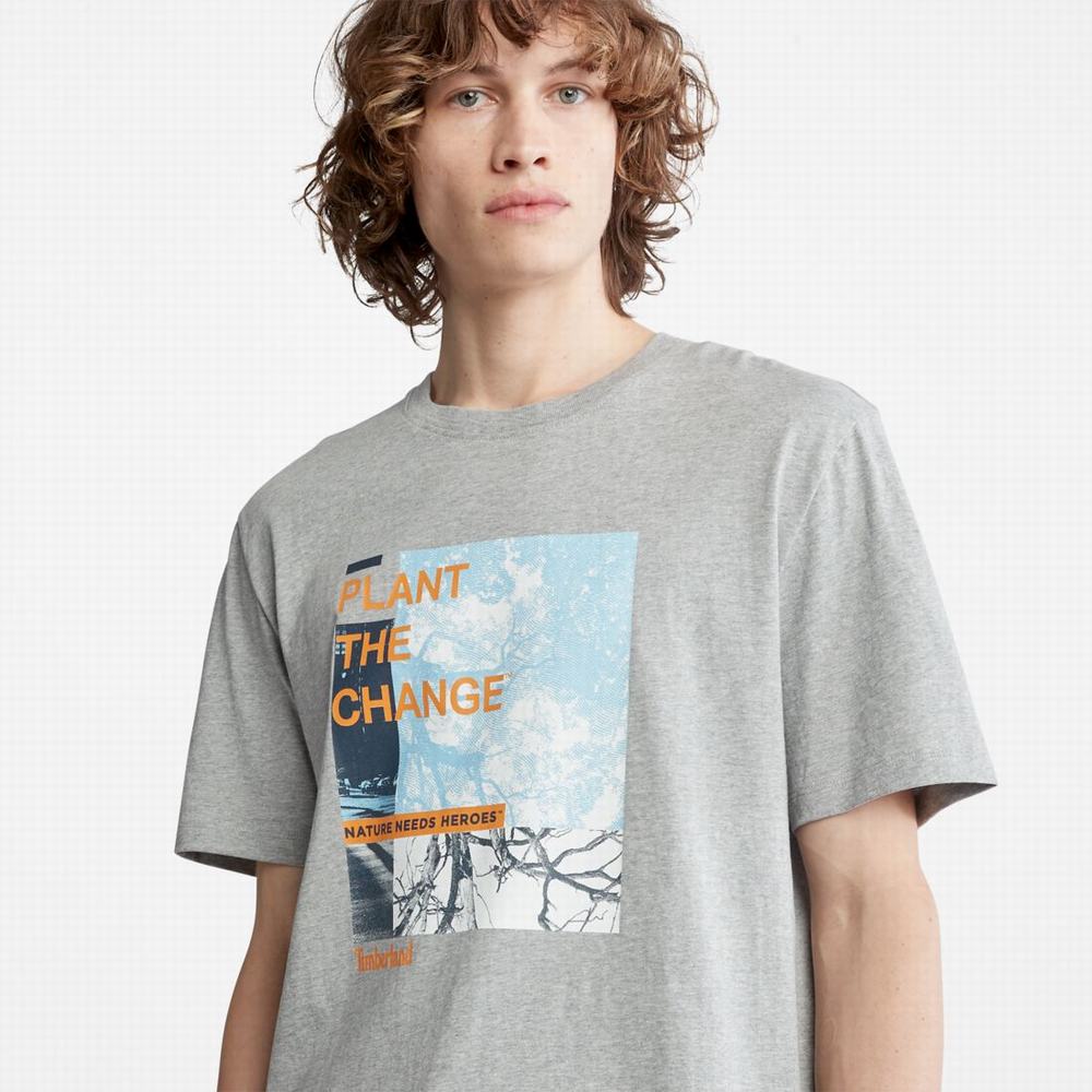 Tricko Timberland Nature Needs Heroes™ Front-Graphic T-Shirt Panske Siva | WS3046178