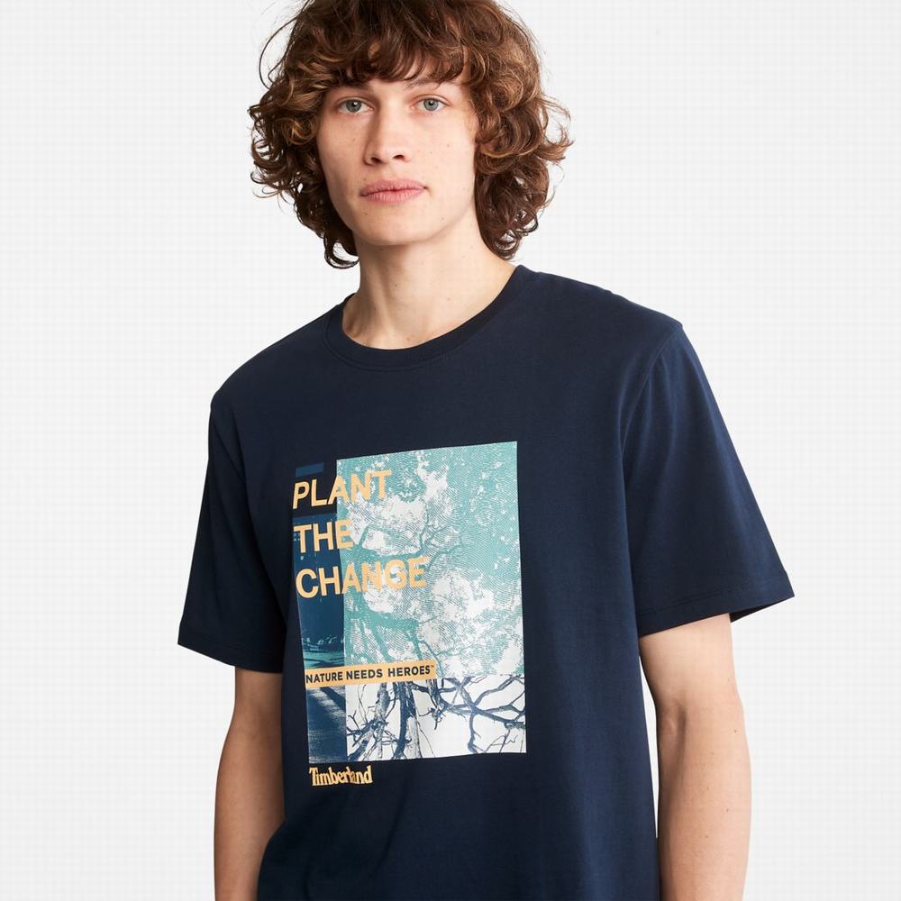 Tricko Timberland Nature Needs Heroes™ Front-Graphic T-Shirt Panske Tmavo Modre | XA0387951