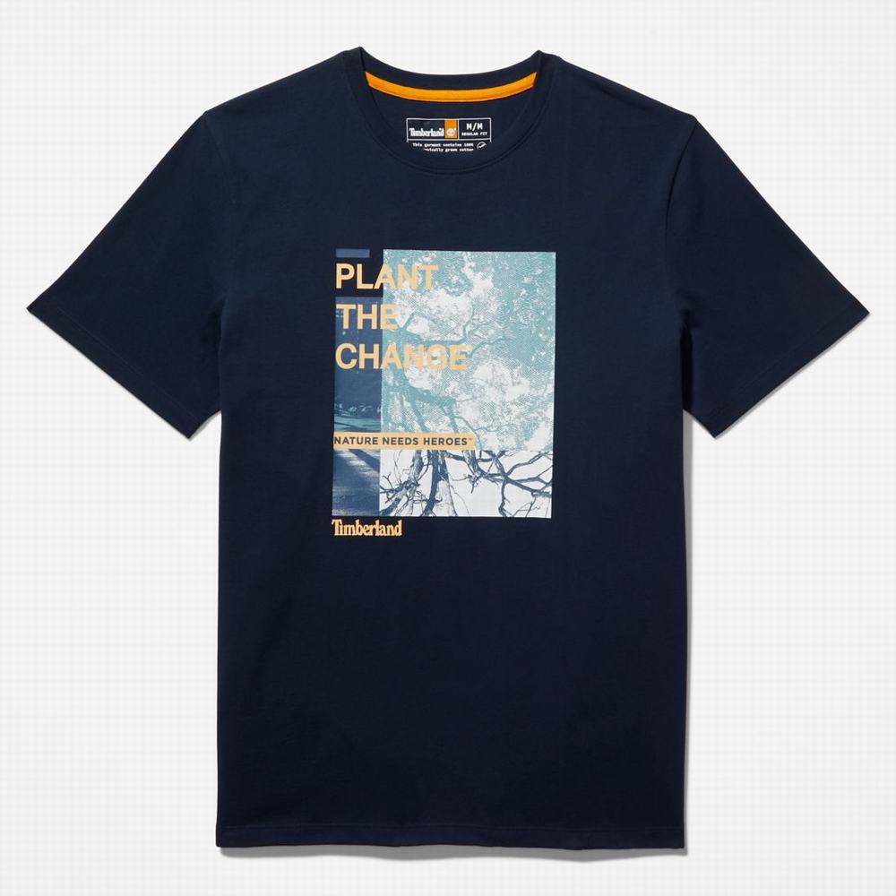 Tricko Timberland Nature Needs Heroes™ Front-Graphic T-Shirt Panske Tmavo Modre | XA0387951