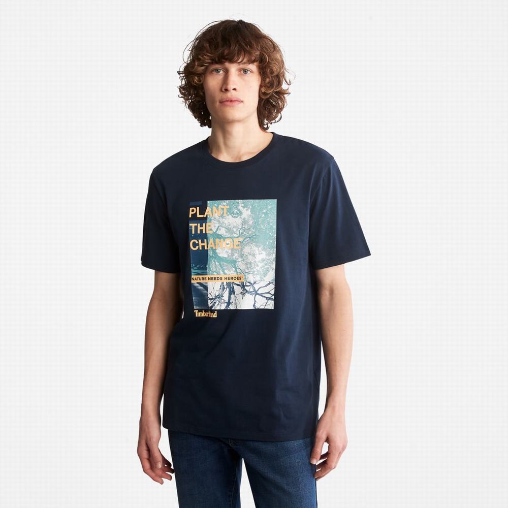 Tricko Timberland Nature Needs Heroes™ Front-Graphic T-Shirt Panske Tmavo Modre | XA0387951