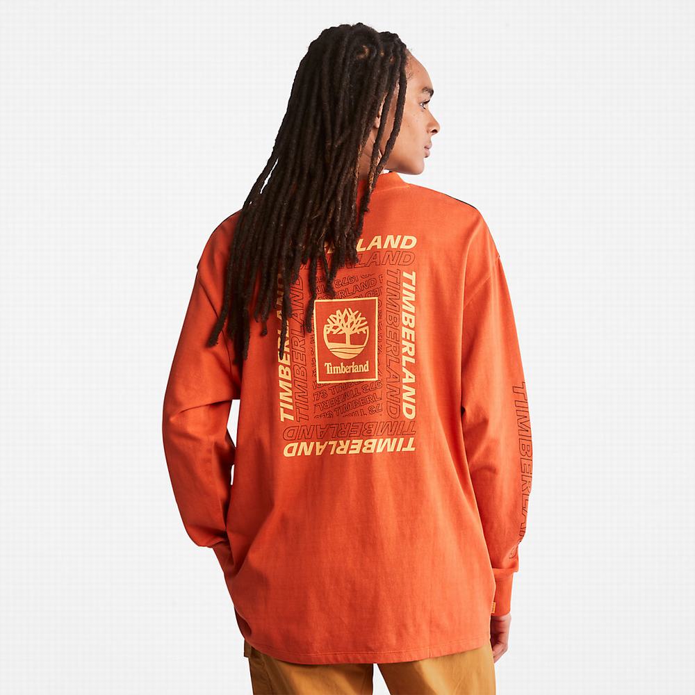 Tricko Timberland Outdoor Archive Long-sleeved Graphic T-Shirt Panske Oranžové | FK6503794