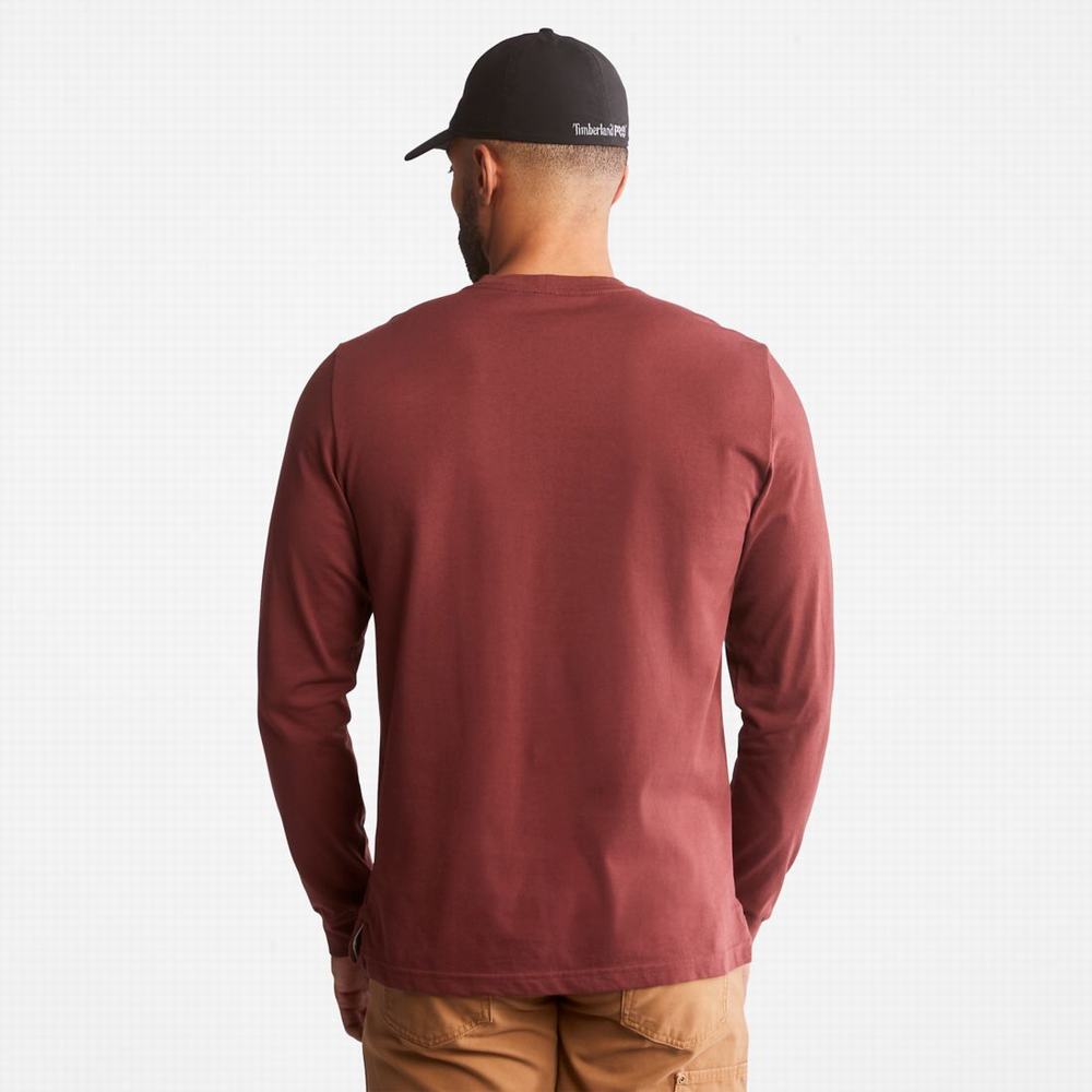 Tricko Timberland PRO® Base Plate Long-Sleeve Wicking T-Shirt Panske Bordove | DP2650873