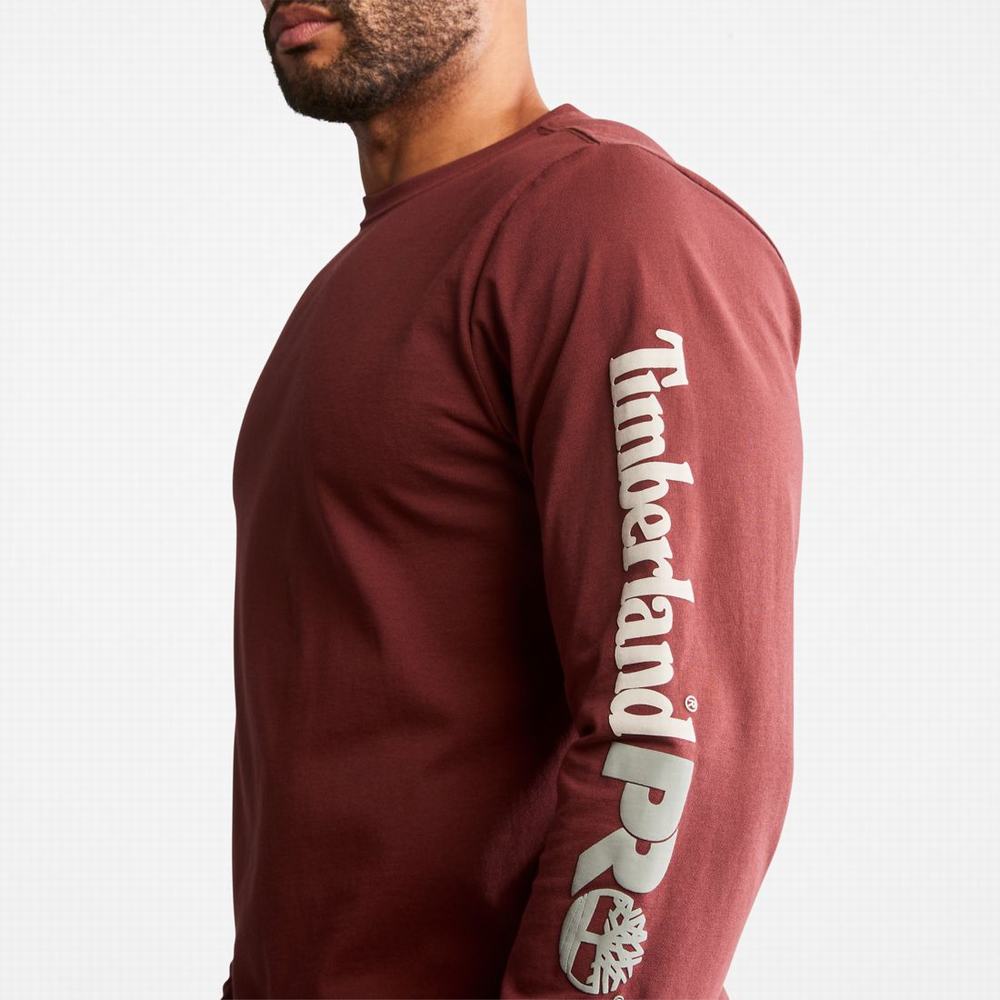 Tricko Timberland PRO® Base Plate Long-Sleeve Wicking T-Shirt Panske Bordove | DP2650873