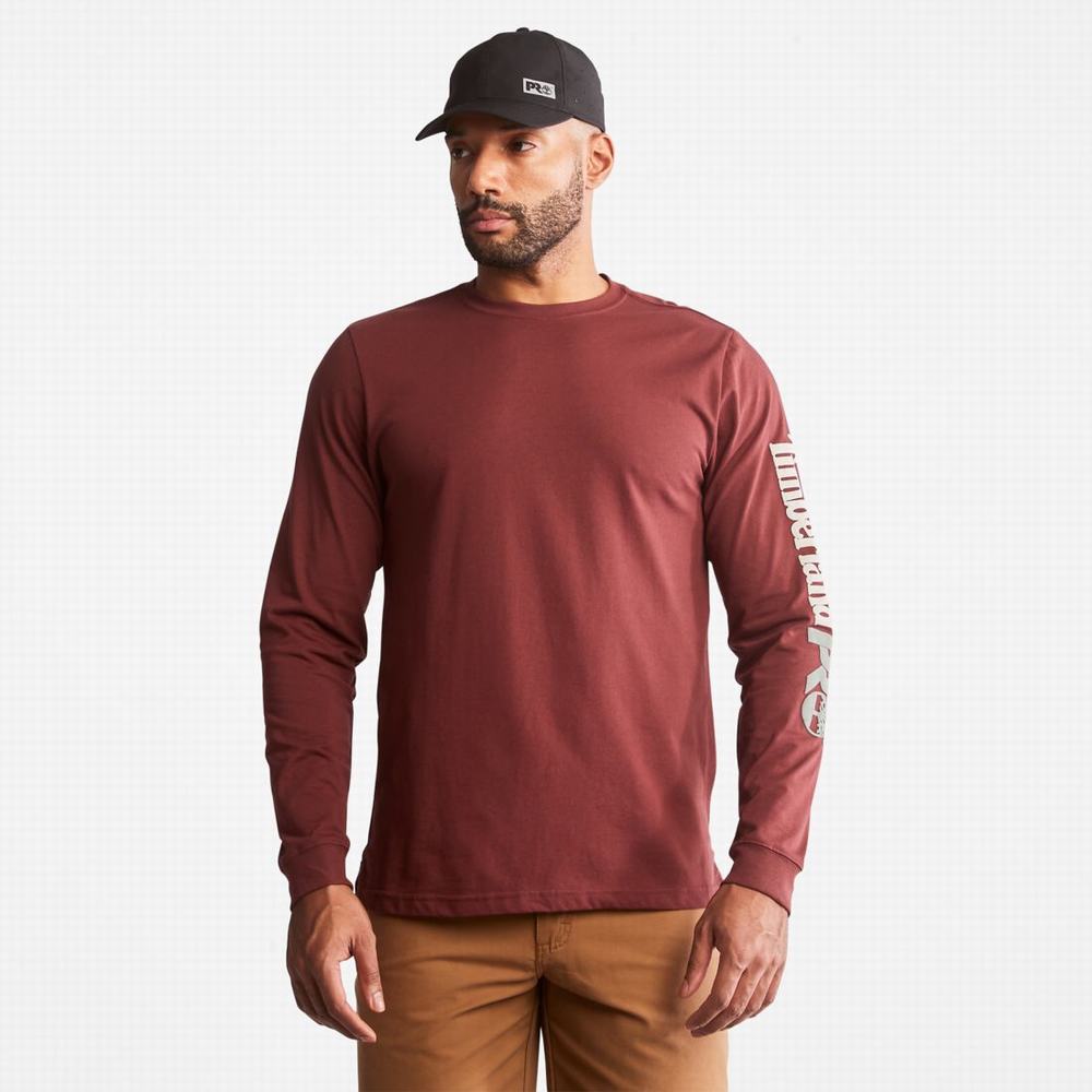 Tricko Timberland PRO® Base Plate Long-Sleeve Wicking T-Shirt Panske Bordove | DP2650873