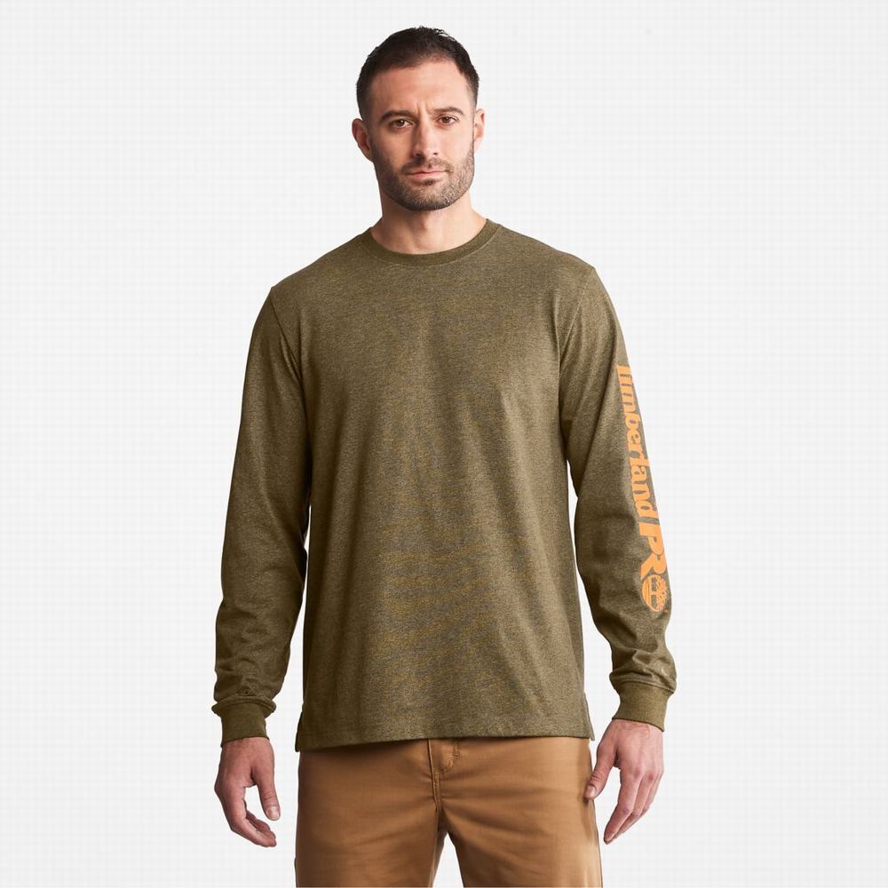 Tricko Timberland PRO® Base Plate Long-Sleeve Wicking T-Shirt Panske Olivovo Zelená | DT9613407