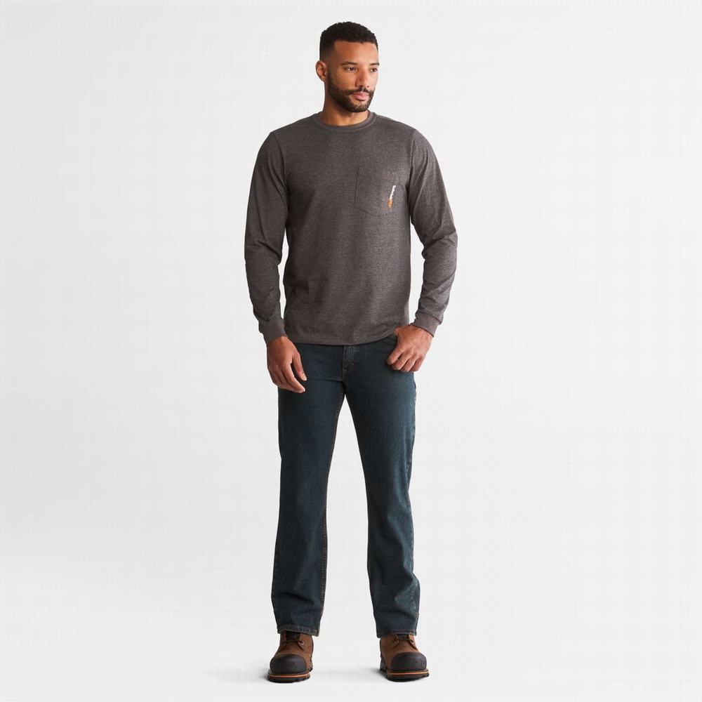 Tricko Timberland PRO® Base Plate Long-Sleeve T-Shirt Panske Tmavo Siva | GI8145296