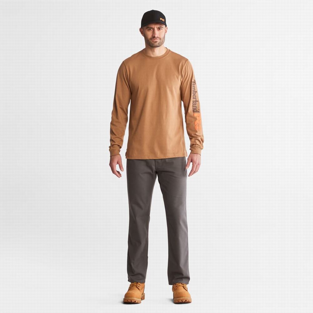 Tricko Timberland PRO® Base Plate Long-Sleeve Wicking T-Shirt Panske Hnede | IC8103425