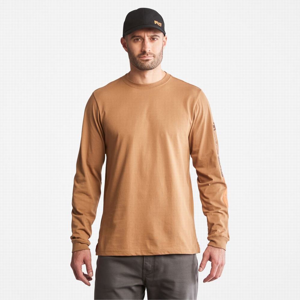 Tricko Timberland PRO® Base Plate Long-Sleeve Wicking T-Shirt Panske Hnede | IC8103425