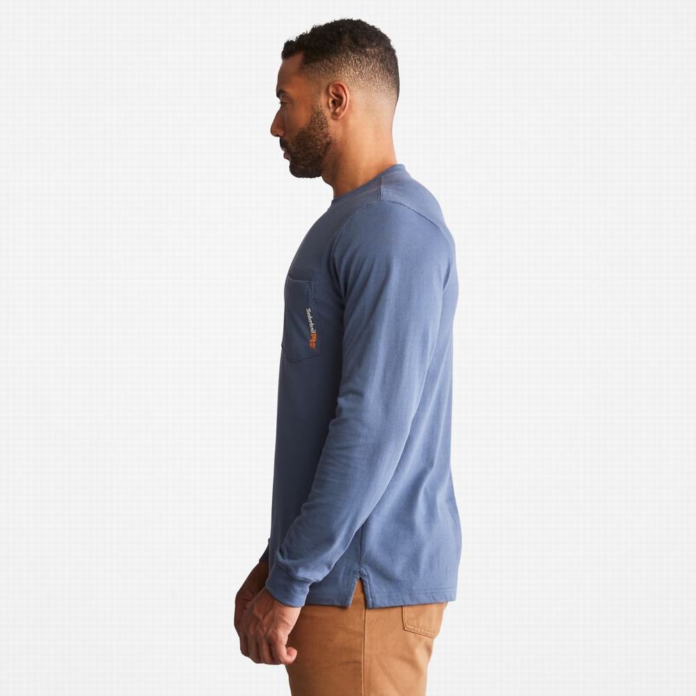 Tricko Timberland PRO® Base Plate Long-Sleeve T-Shirt Panske Indigo | LC1065274